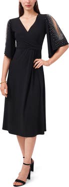 Chaus Split Sleeve Beaded Midi Dress