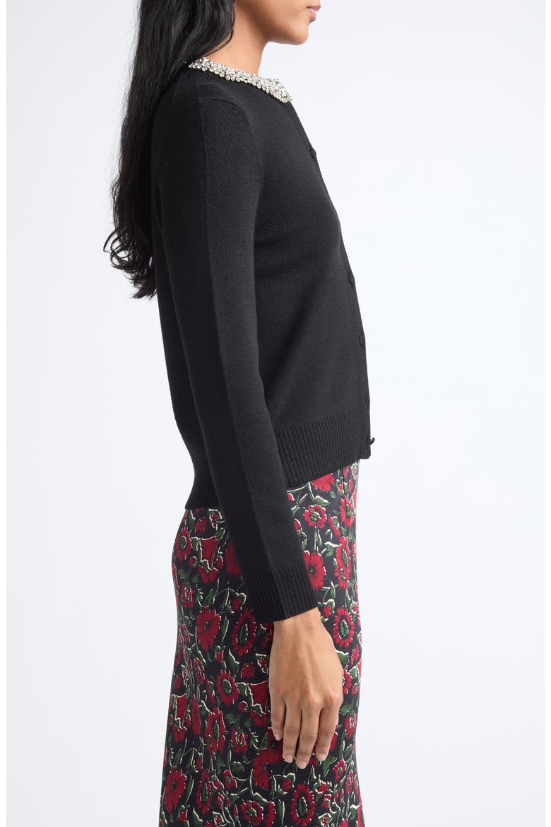 Daro Embellished Merino Wool Cardigan, Alternate, color, BLACK