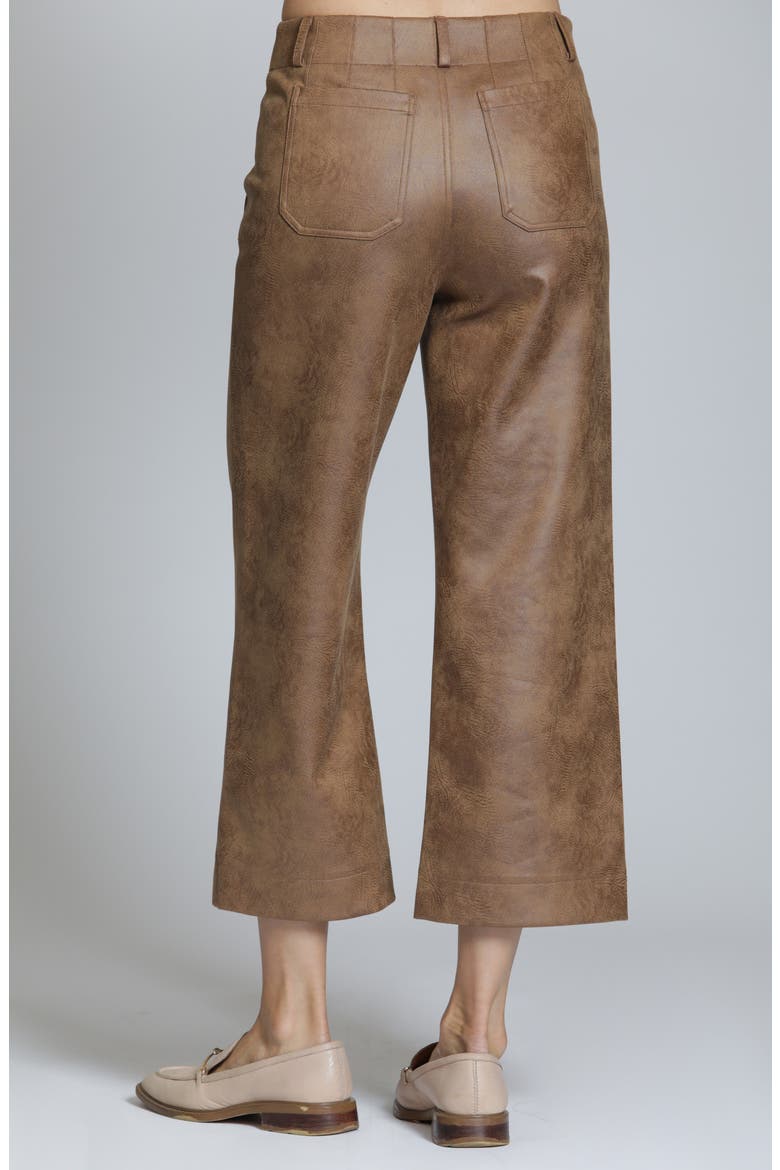 High Waist Faux Leather Crop Wide Leg Pants, Alternate, color, CARAMEL