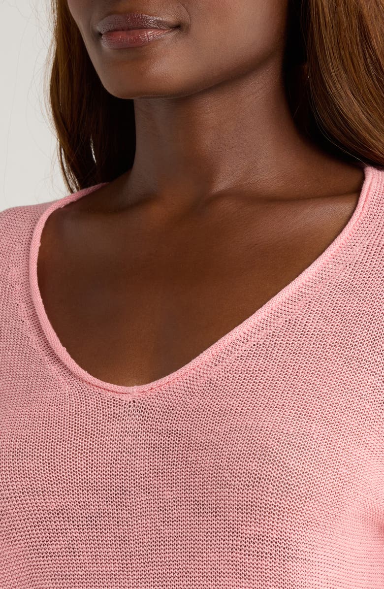 Tommy Bahama Cedar V-Neck Linen Sweater, Alternate, color, Quartz Pink