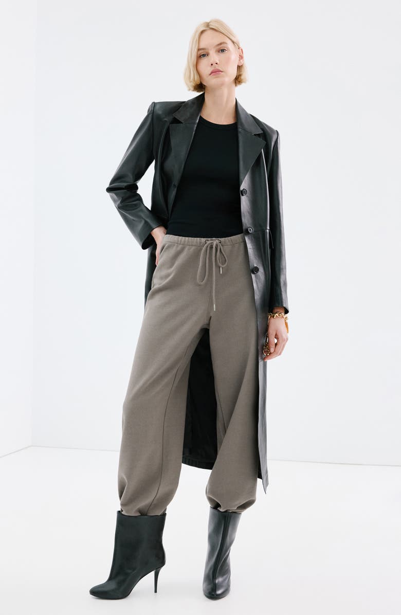 MANGO Drawstring Waist Cotton Sweatpants, Alternate, color, Grey