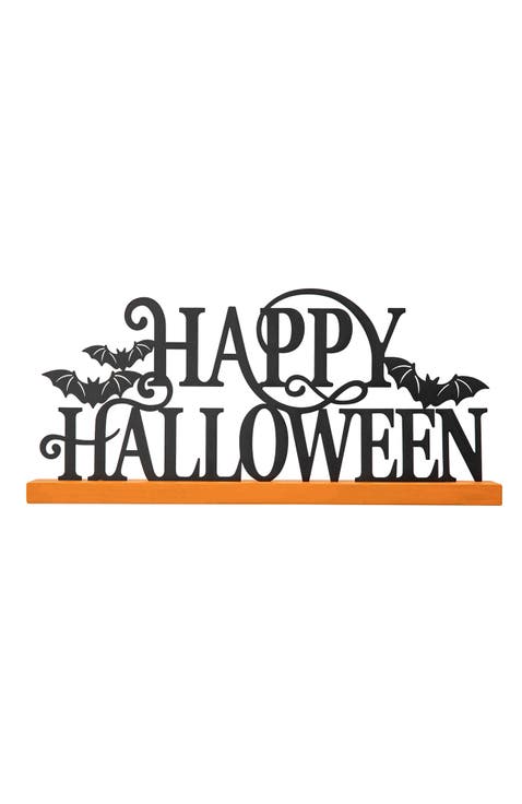 Halloween Wood & Metal HAPPY HALLOWEEN Table Decor