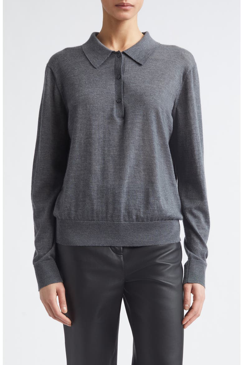 Miles Long Sleeve Cashmere Polo Sweater, Main, color, ANTHRACITE MELANGE