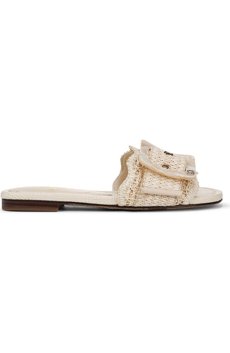 Sam Edelman Bambi Raffia Buckle Slide Sandal, Alternate, color, Linen