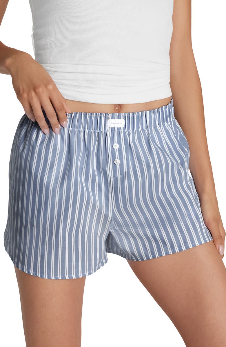 Tommy John Woven Lounge Boxer Shorts, Main, color, Blue