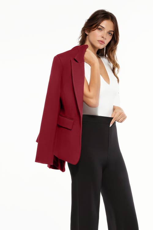 Popilush Shape-sculpting Fitted Jacket In Burgundy