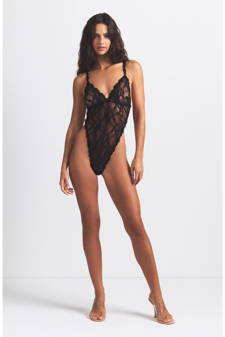 Stretch Lace Teddy, Alternate, color, SOOT