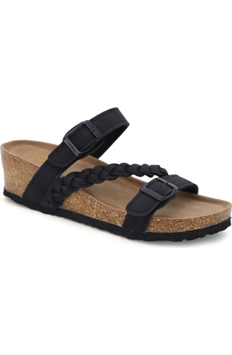 YOKI Lorayn Braided Strap Wedge Sandal, Main, color, Black