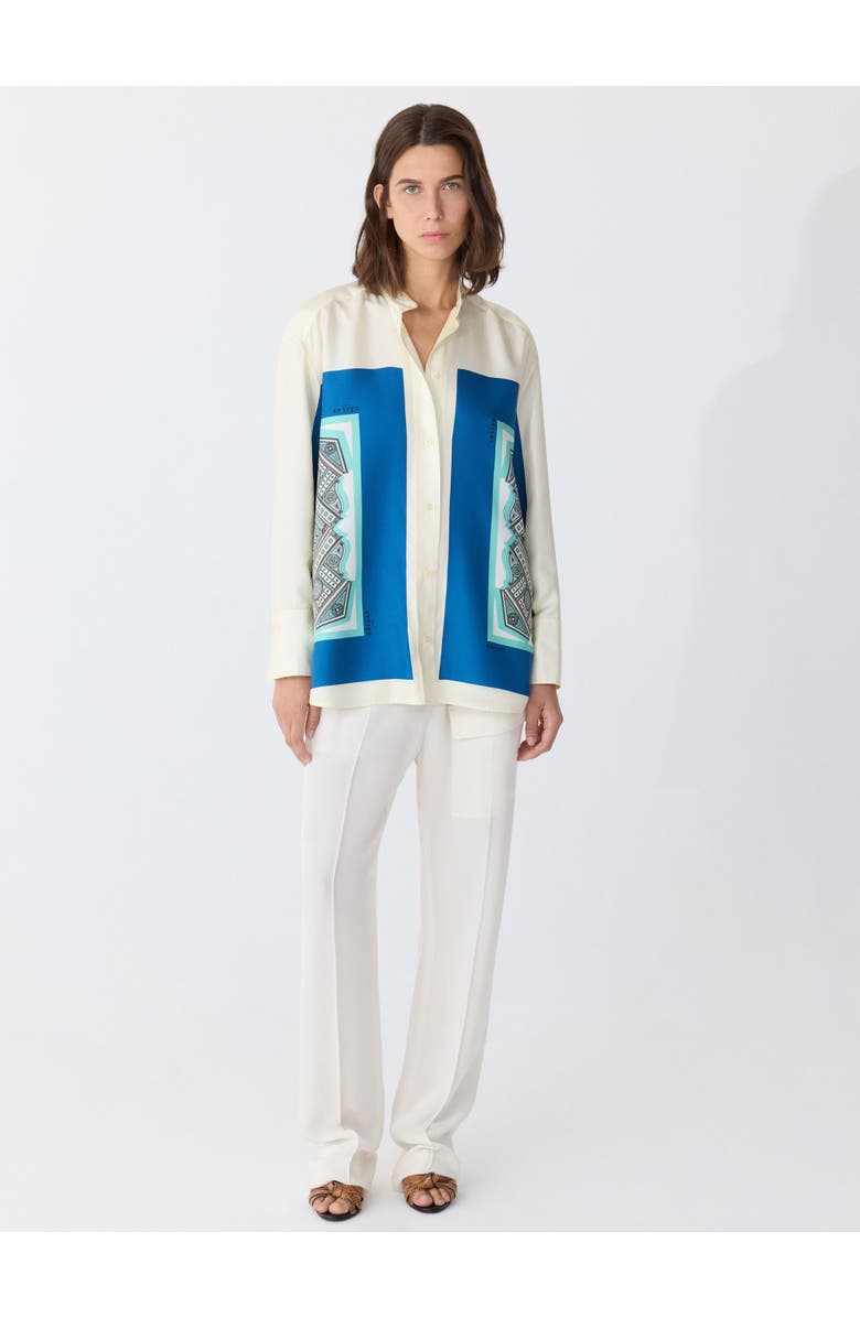 Callas Milano LYN Scarf Print Shirt, Alternate, color, Turquoise / Ivory