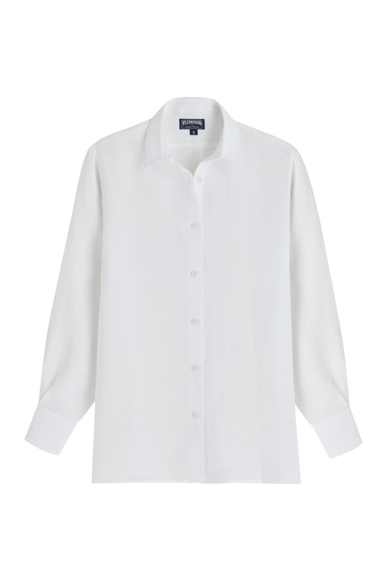 Women's Solid Linen Shirt- Vilebrequin X Angelo Tarlazzi, Alternate, color, BLANC