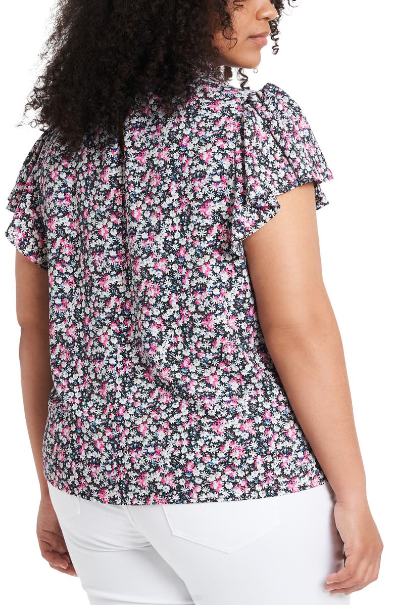 1.STATE Calico Fans Smocked Neck Flutter Sleeve Top, Alternate, color, 