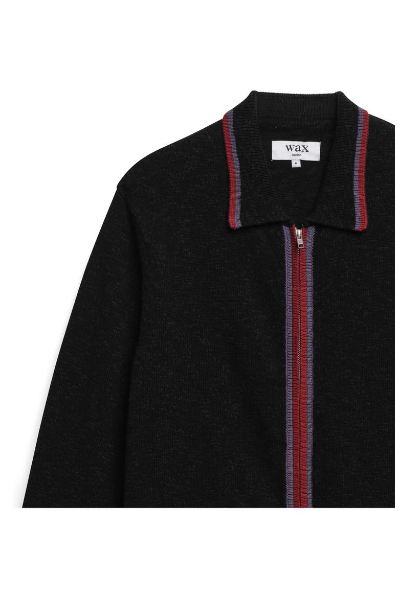 Lennox Merino Wool & Cotton Zip Polo, Alternate, color, BLACK / BROWN