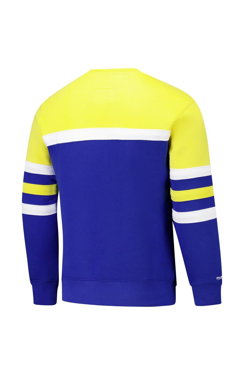 Mitchell & Ness Men's Mitchell & Ness Royal/Gold Golden State Warriors Hardwood Classics Vintage Logo Head Coach Pullover Sweatshirt, Alternate, color, Royal