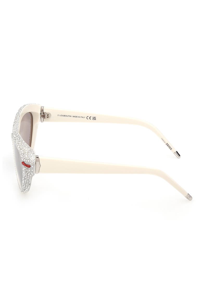 56mm Cat Eye Sunglasses, Alternate, color, WHITE / SMOKE MIRROR