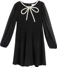 Speechless Kids' Beaded Bow Long Sleeve Dress
