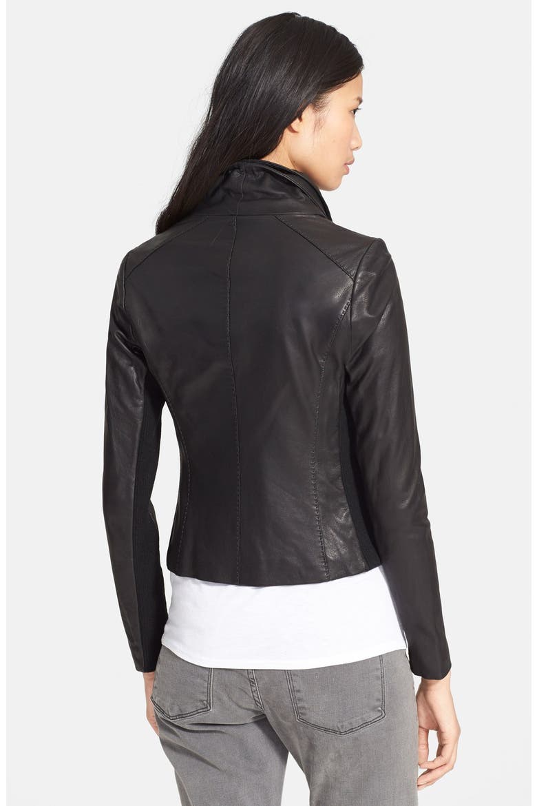 Leather Scuba Jacket, Alternate, color, BLACK