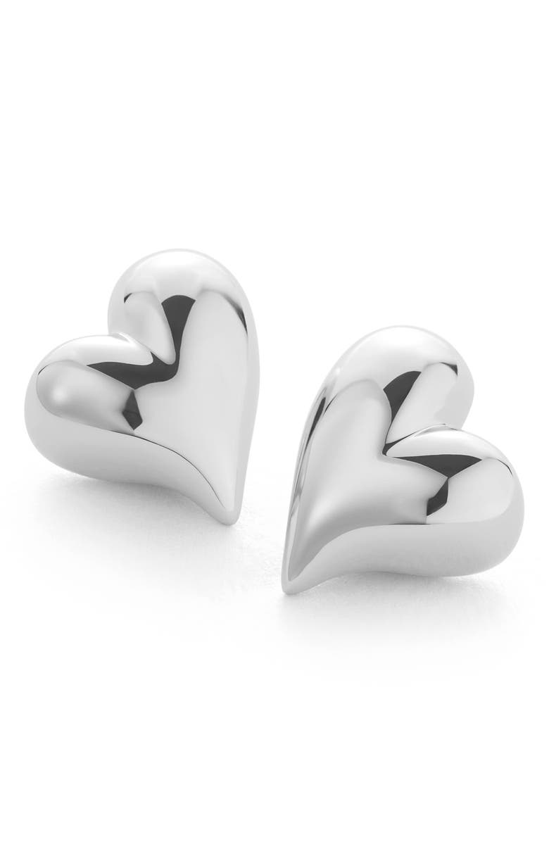 JENNY BIRD Art Heart Button Stud Earrings, Main, color, High Polish Silver