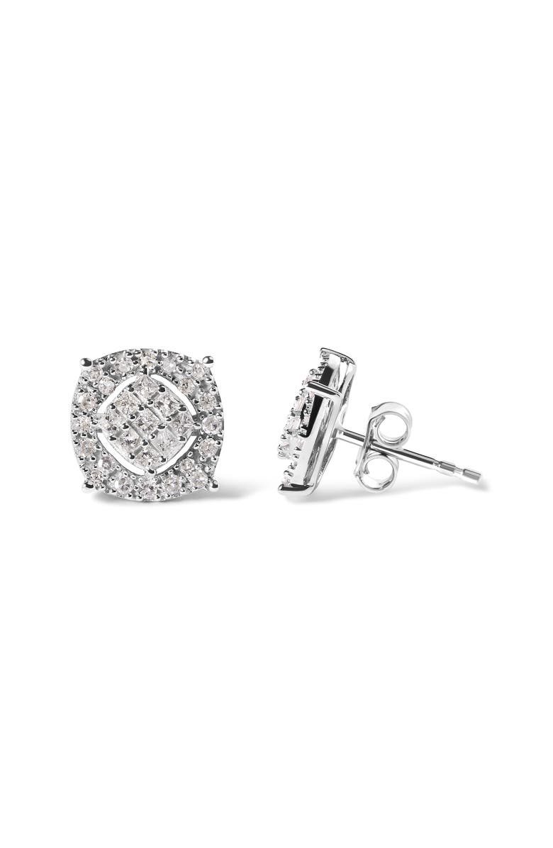 Haus of Brilliance 10K White Gold 1/2 Cttw Diamond Composite Stud Earrings, Alternate, color, White