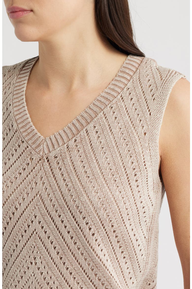 Open Stitch Sweater Vest, Alternate, color, LATTE
