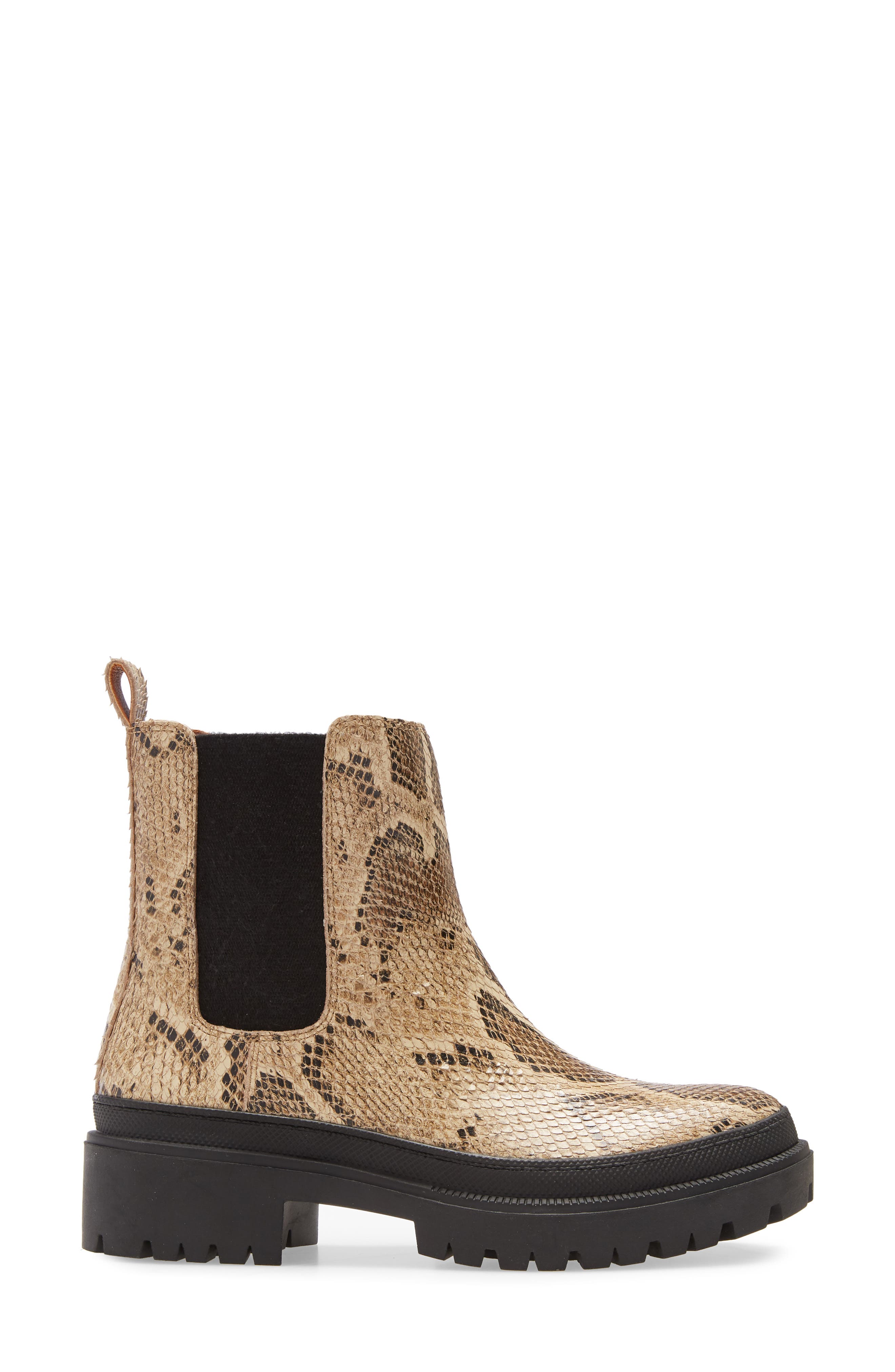 Ellerey Lug Leather Bootie, Alternate, color, NATURAL/ BLACK SNAKE PRINT