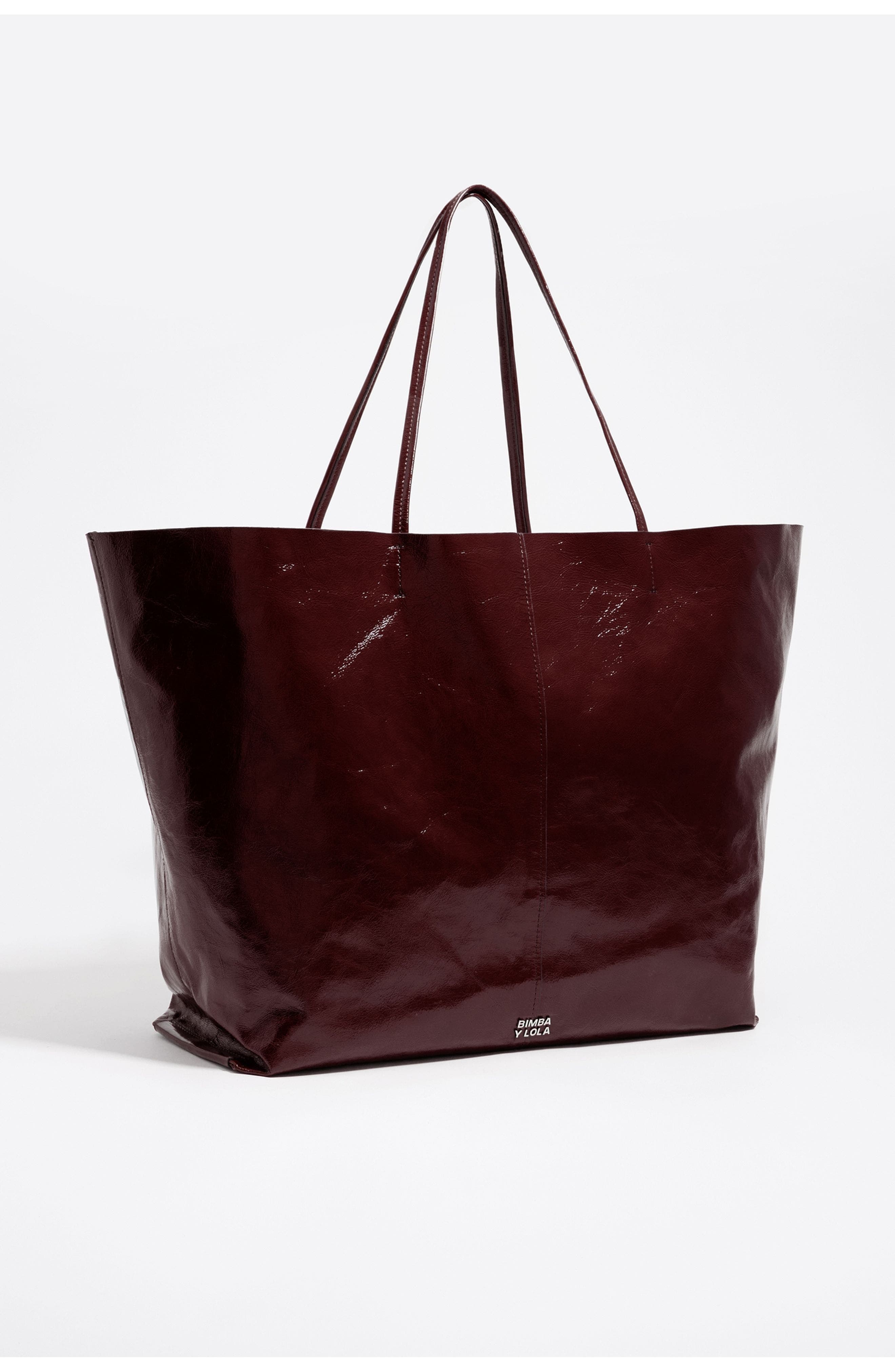 Bimba y Lola Leather Maxi Shopper Bag, Main, color, Chestnut