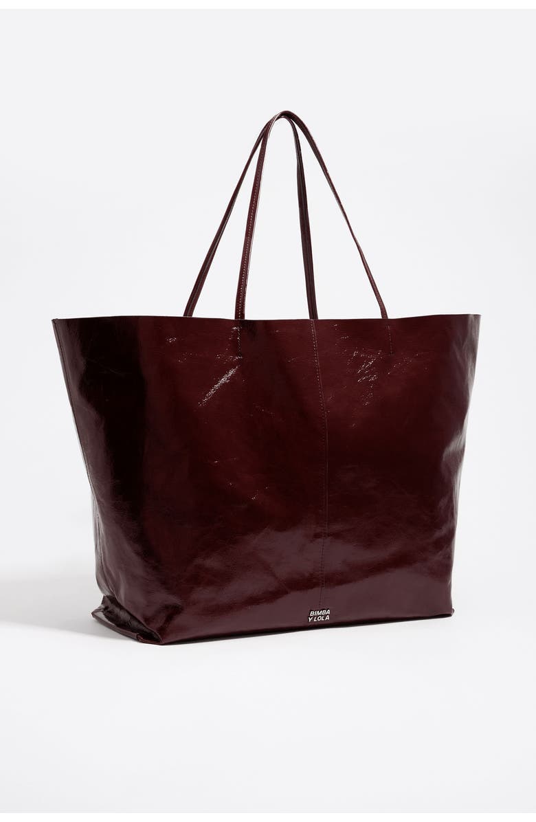 Bimba y Lola Leather Maxi Shopper Bag, Main, color, Chestnut