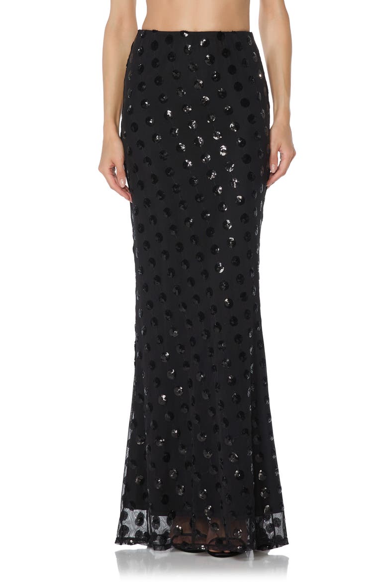 Tegan Sequin Maxi Skirt, Main, color, NOIR