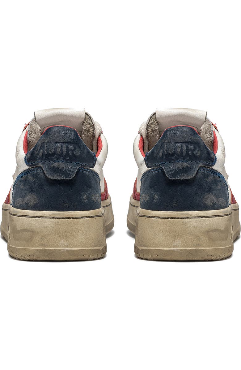 AUTRY Super Vint Low Top Sneaker, Alternate, color, White/ Blue/ Red Leather