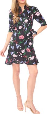 CeCe Floral Print Wrap Dress