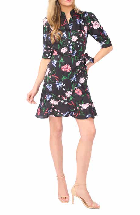 CeCe Floral Print Wrap Dress