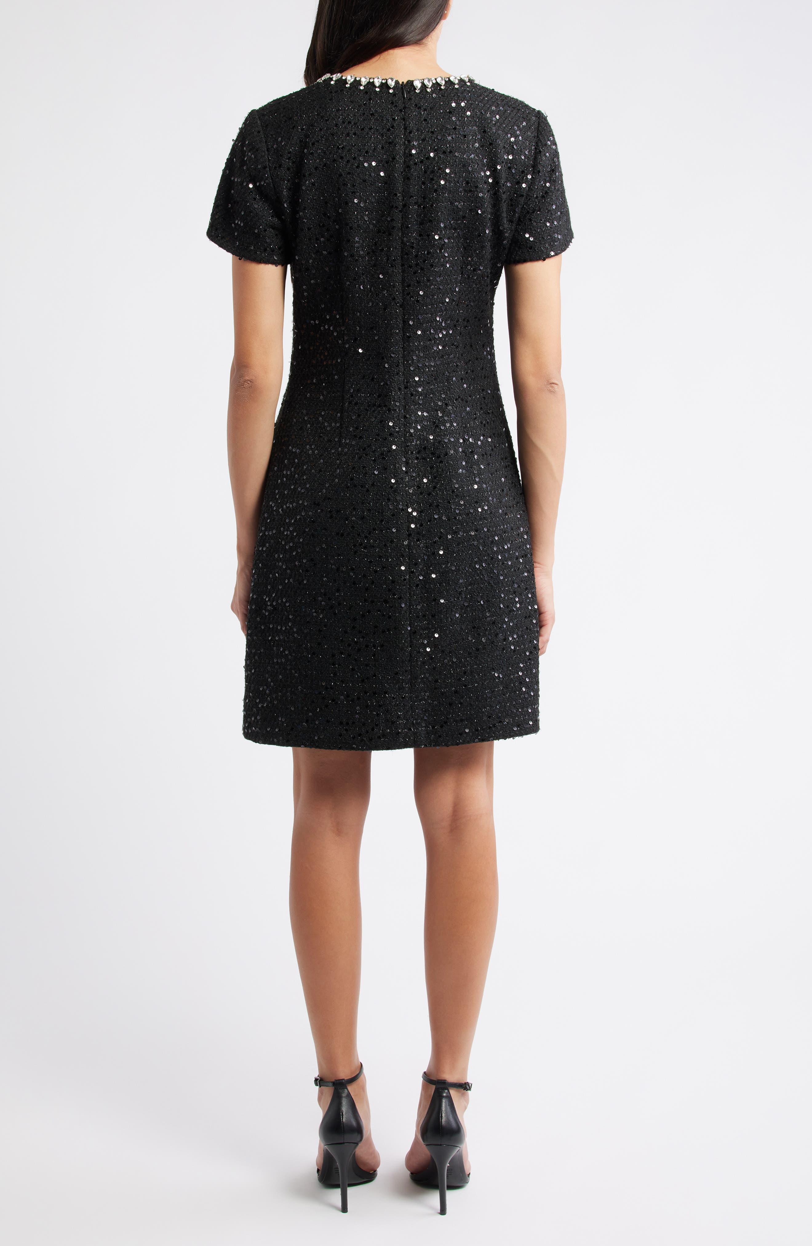 Crystal Trim Sequin Cocktail Dress - image 2