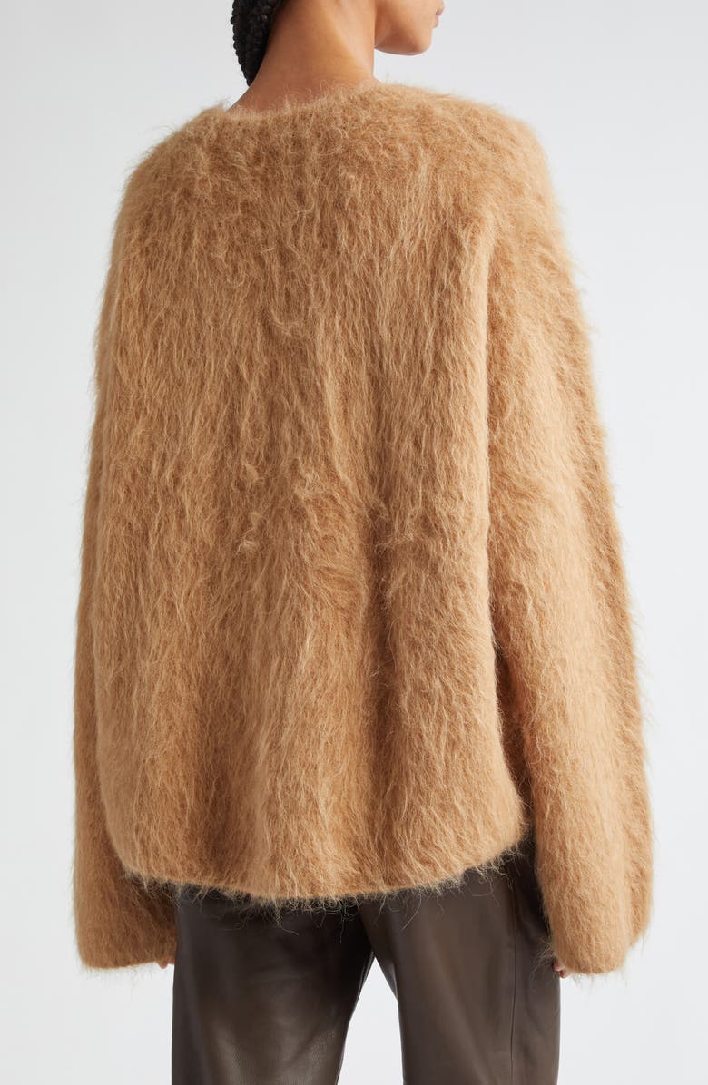 TOTEME Boxy Alpaca Blend Crewneck Sweater, Alternate, color, Camel Melange