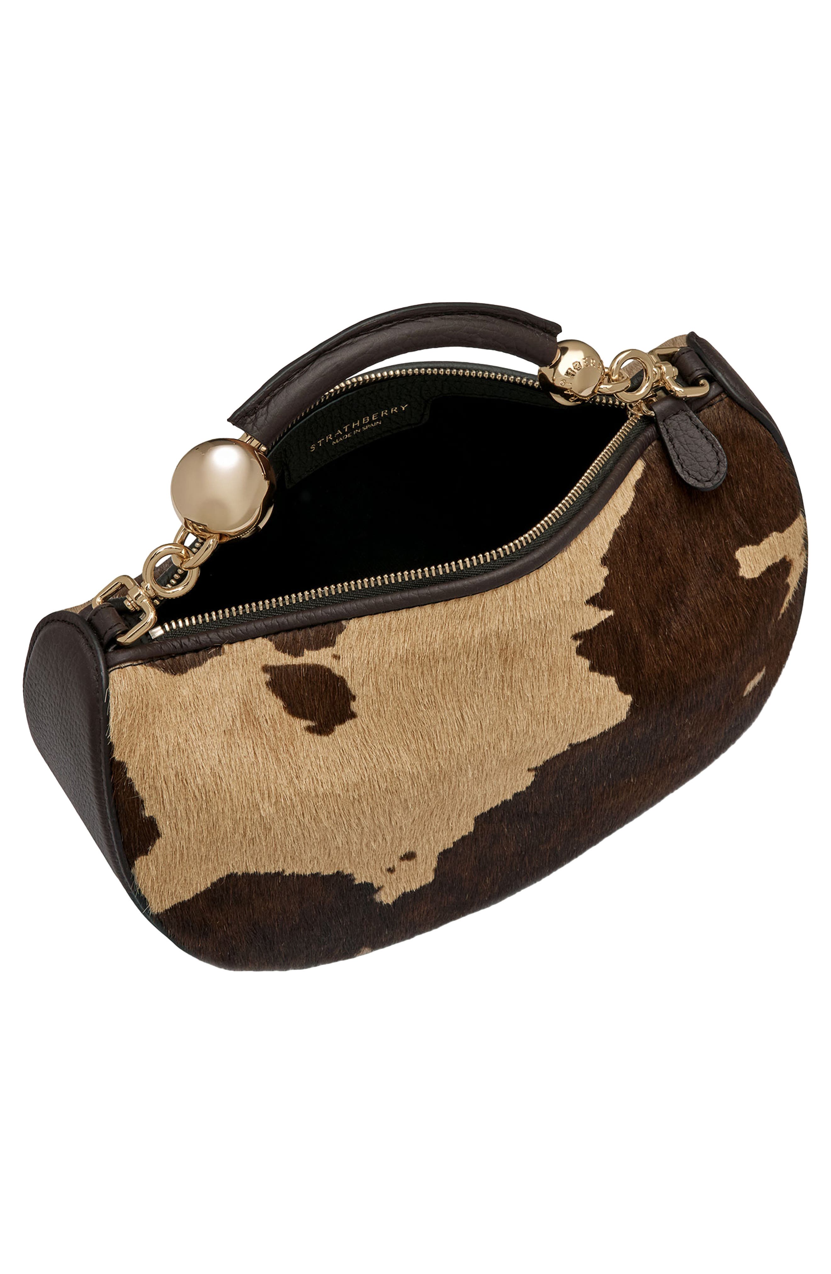 Mini Crescent Moon Genuine Calf Hair Shoulder Bag, Alternate, color, PRINTED SPOT