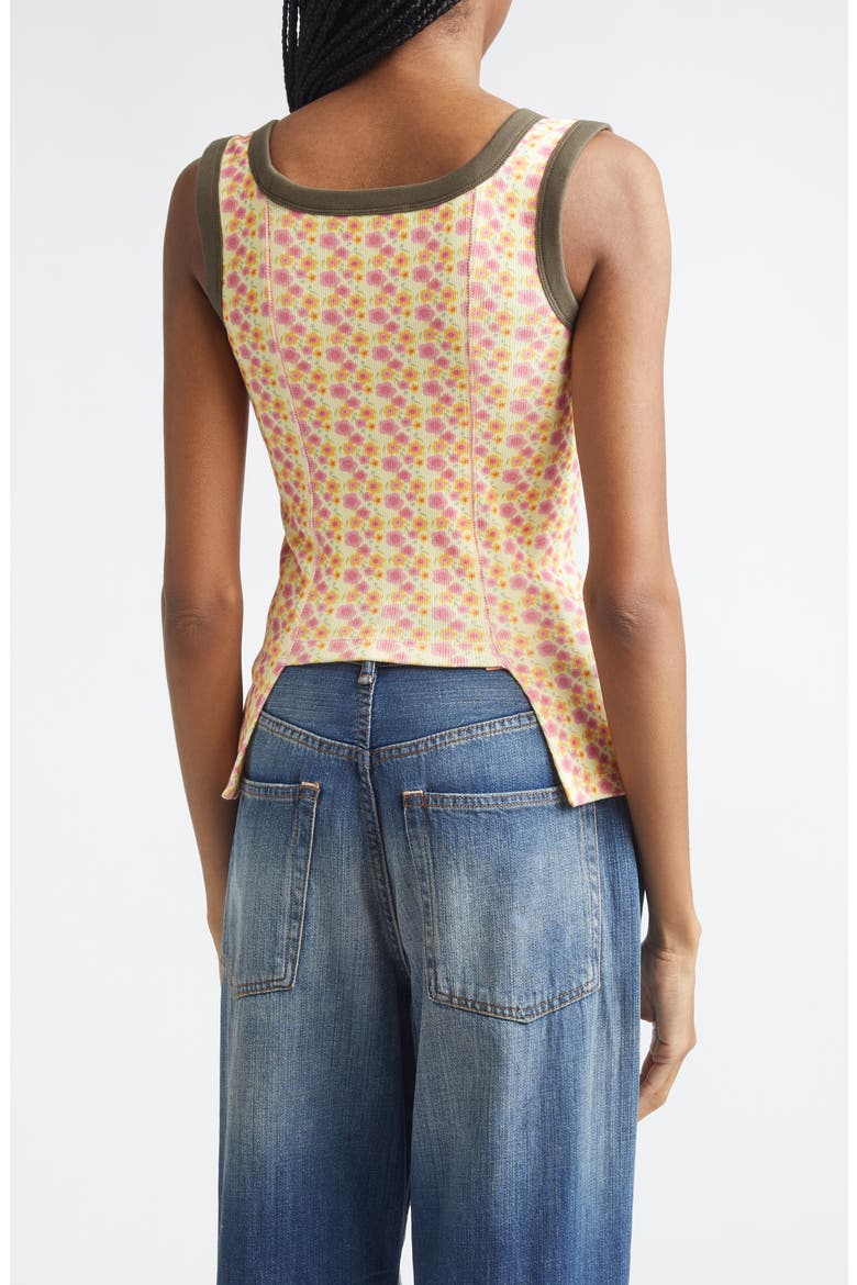 Floral Rib Jersey Corset Top, Alternate, color, PINK/ CREAM FLOWER