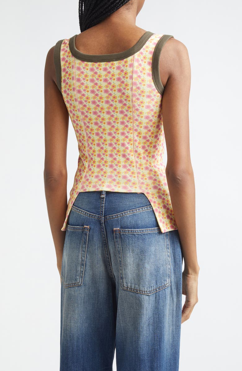 Paolina Russo Floral Rib Jersey Corset Top, Alternate, color, Pink/ Cream Flower