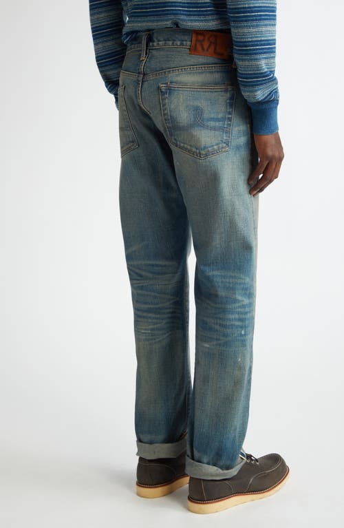 Double Rl Distressed Selvedge Straight Fit Jeans In Milner Wash
