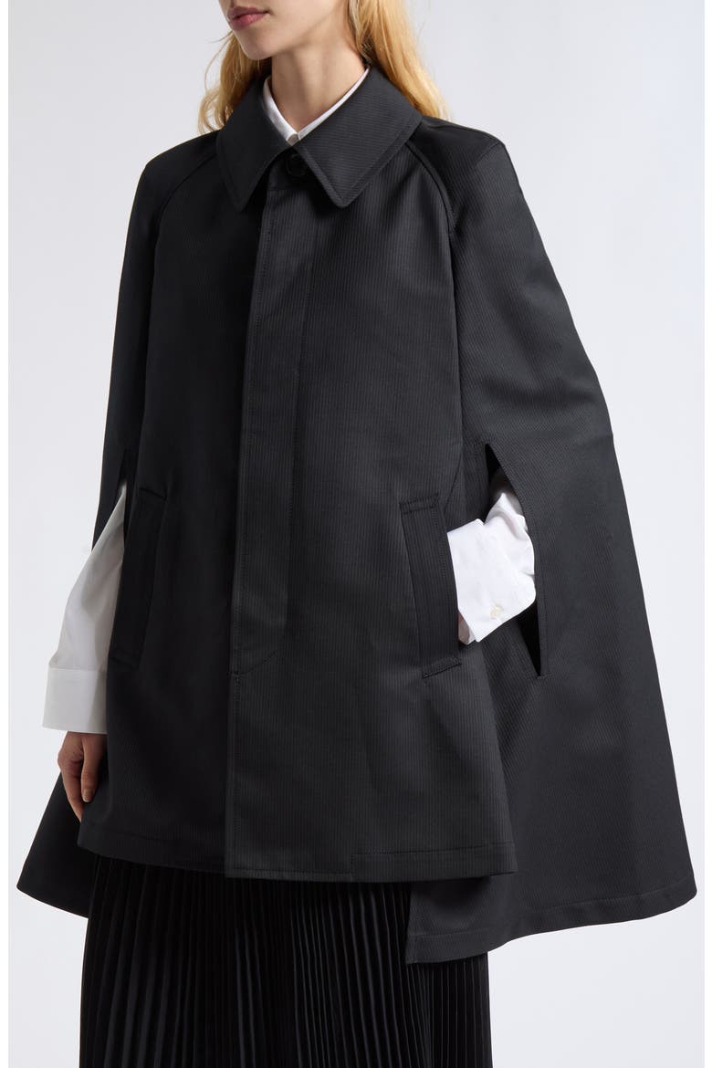 Striped Wool Cape, Alternate, color, BLACK/ WHITE