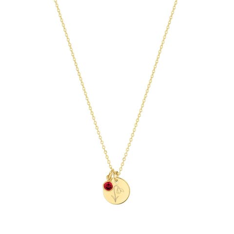 Lily Birth Flower and Birthstone Necklace