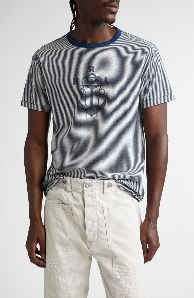 Double RL Stripe Logo Graphic T-Shirt, Main, color, 