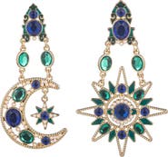 EYE CANDY LOS ANGELES Star & Moon Crystal Drop Earrings