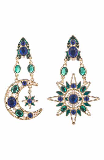 EYE CANDY LOS ANGELES Star & Moon Crystal Drop Earrings