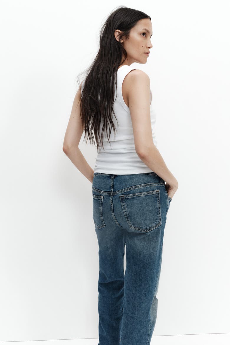 Mama Slim Straight High Waist Jeans, Alternate, color, Denim blue