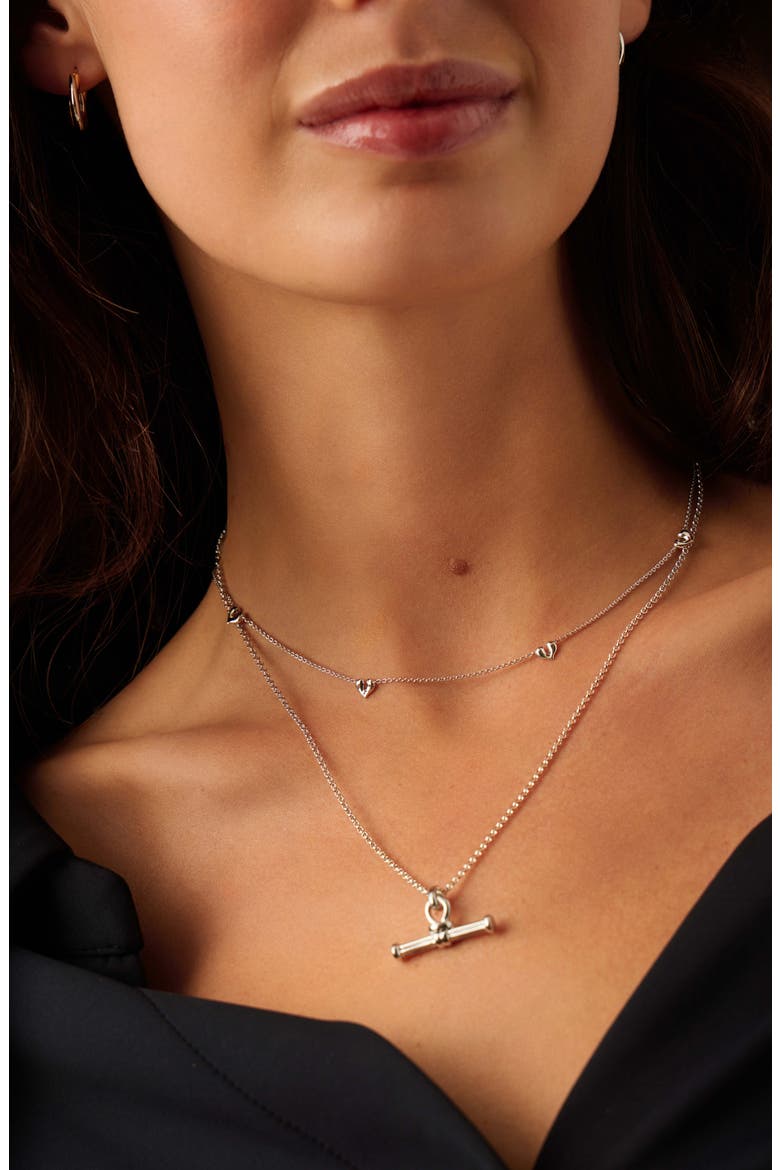 Molten Heart Mini Charm Choker, Alternate, color, SILVER