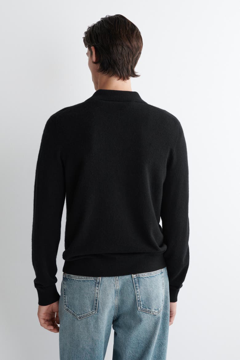 Seamless Cashmere Polo Shirt, Alternate, color, BLACK