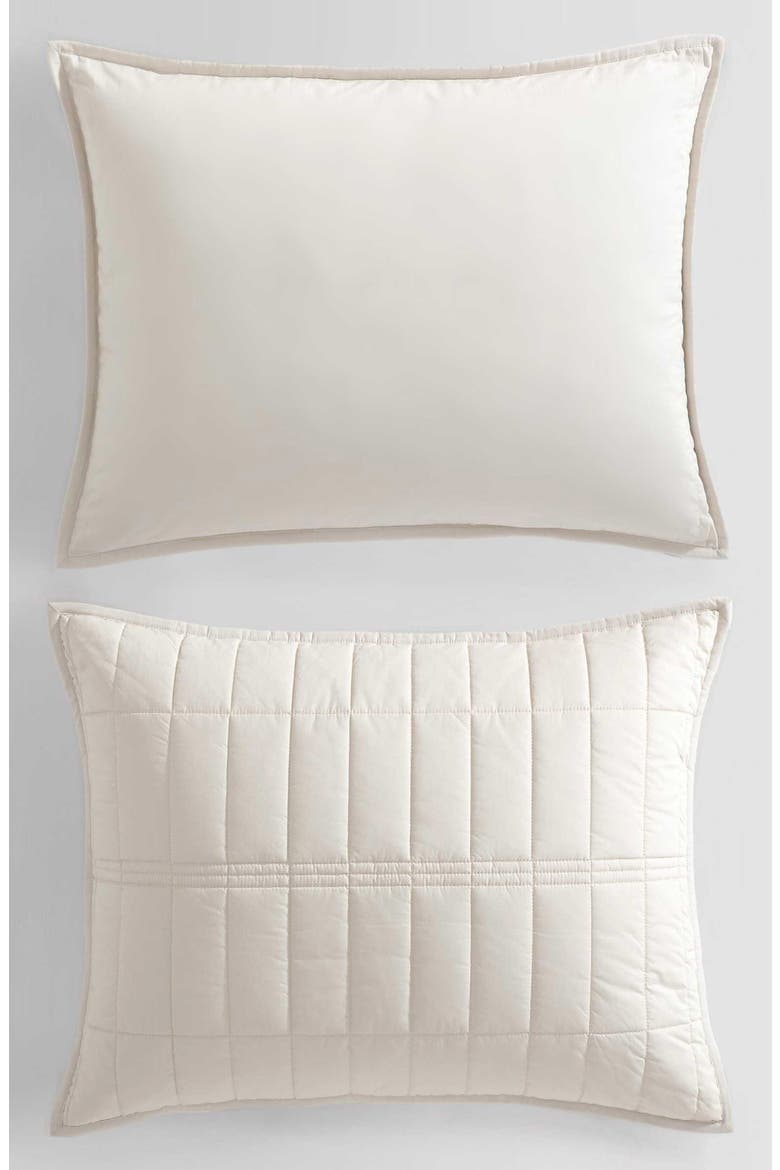 Washed Percale Quilt & Shams Set, Alternate, color, LIGHT BEIGE