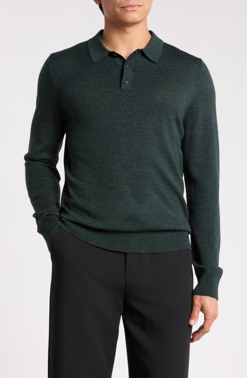 Machine Washable Merino Wool Polo Sweater