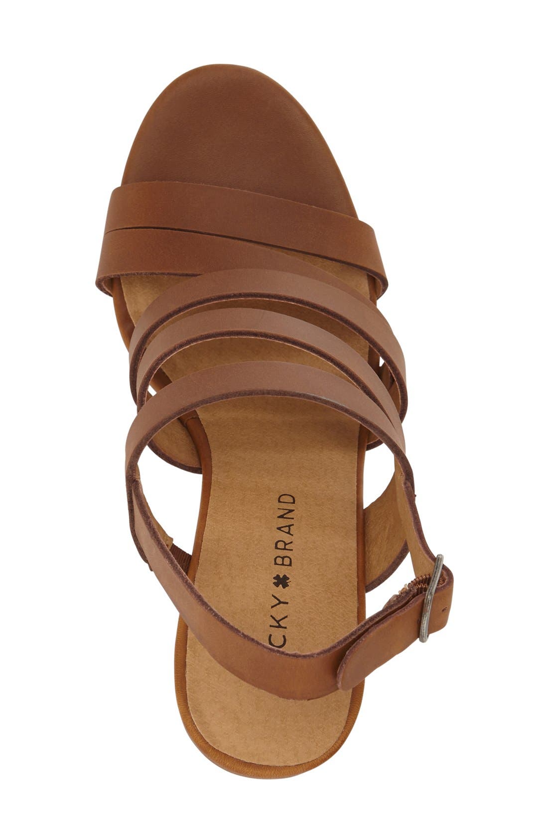 'Larinaa' Wedge Sandal, Alternate, color, ALMOND LEATHER