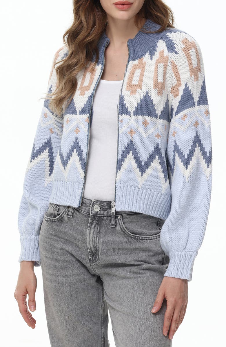 525 Victoria Fair Isle Zip Cardigan, Alternate, color, 