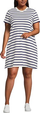 Lands' End Cotton Jersey Crew Neck T Shirt Dress