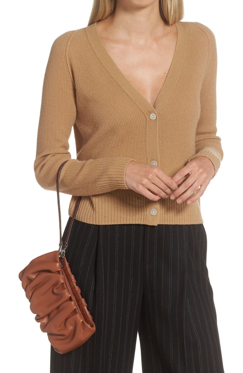 STAUD Bean Leather Clutch, Alternate, color, Tan